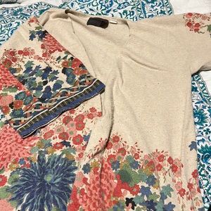 Rayon, wool, cashmere mix light weight cardigan with kimono-style sleeves